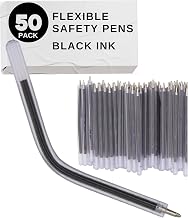 Flexible Safety Pens | 50 Pack of Pens For Mental Health, Mental Health Hospital, Jail, and Prison | Super Bendable with Black Ink | 3.8 Inches Safe & Flexible for Hospitals and Health (50 Pack)