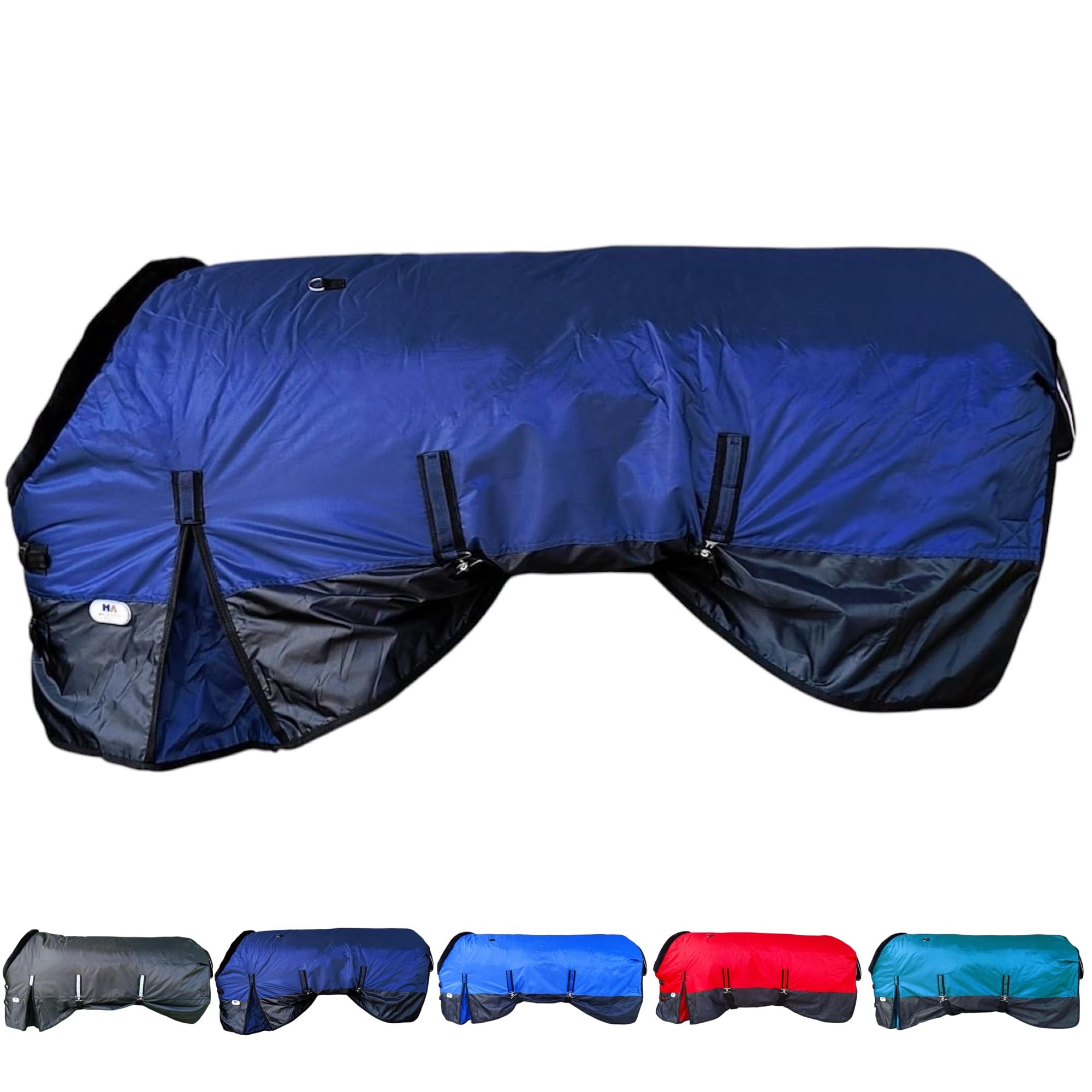 Majestic Ally 420D wasserdichte Pferde-Stalldecke, 200 g Polofil, 210 T-Futter, mehrere Farben und Größen (Marineblau, 193 cm)