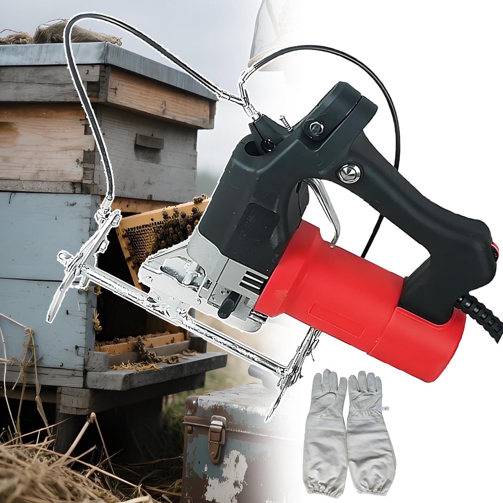 Macchina Elettrica Industriale per La Scuotitura dei Telaini Dell'arnia-Rimozione Elettrica delle Api,Larghezza di Serraggio 23-30 Mm,Attrezzatura per Apicoltura con Scatola King per Arnie