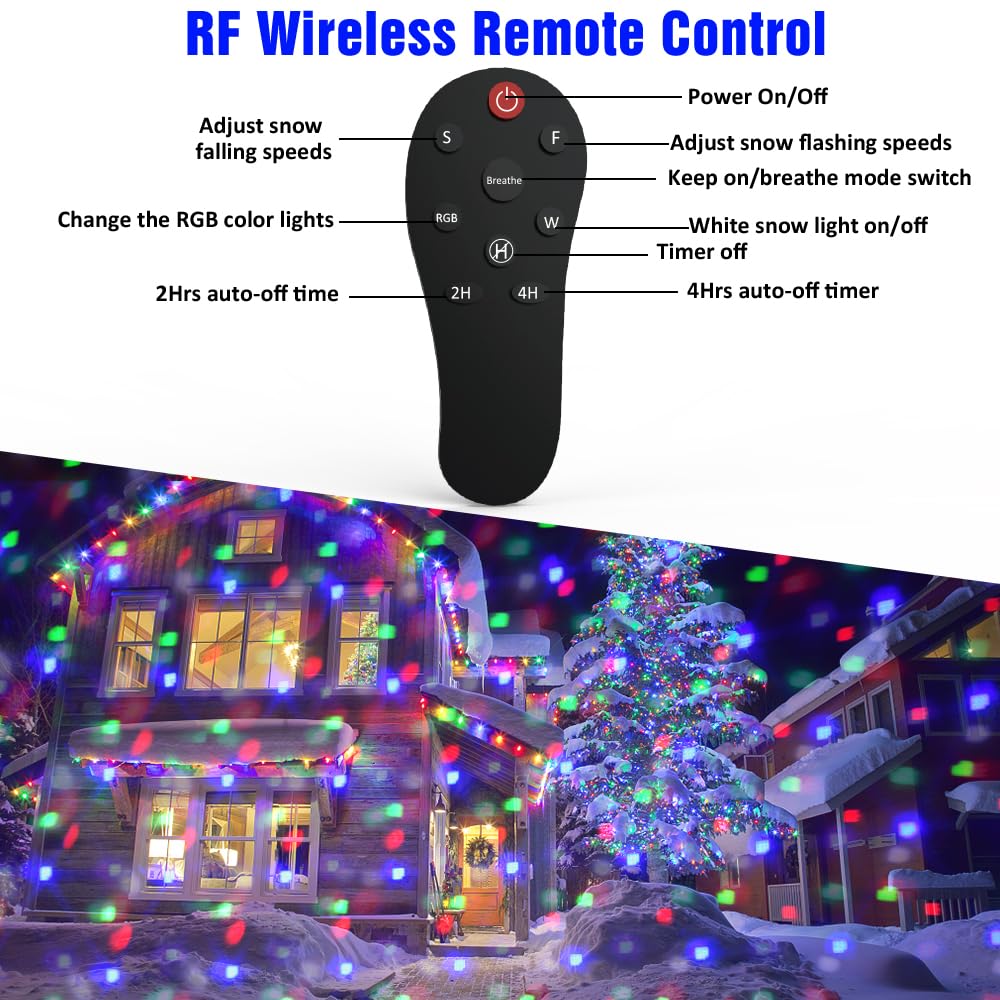 Proyector de luces de Navidad de Halloween para exteriores, proyección de nieve caída giratoria de 15 colores con control remoto, puntos móviles, luces de paisaje para el hogar, interior, patio 5