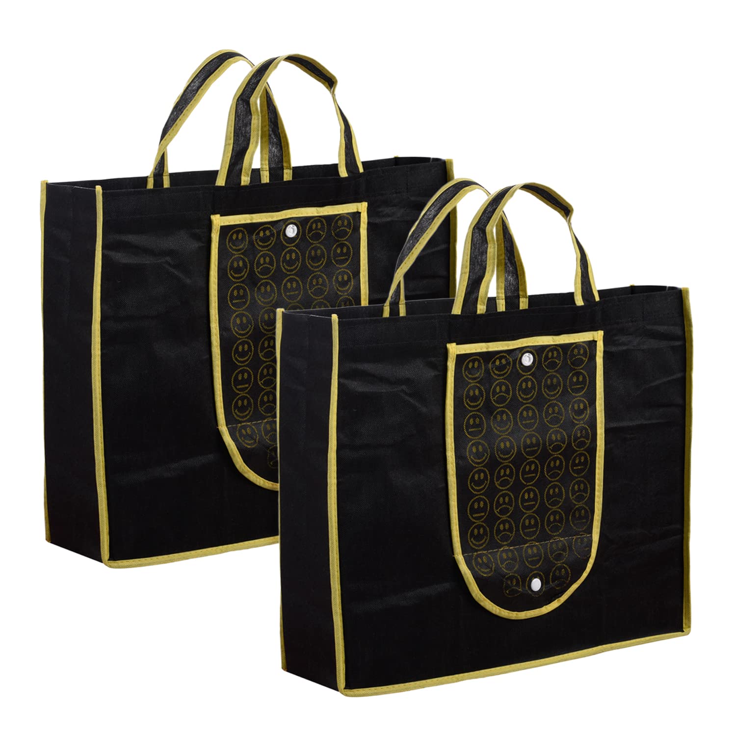 Grocery Hand Bag | Shopping Bag for Vegetables | Foldable Hand Bag with Front Pocket & Handle | Pack of 2 | Yellow-image-35