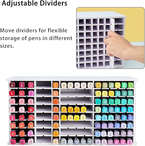 Miniatura 3 de Krafetto Estante de almacenamiento de marcadores para manualidades, 120 rejillas, organizador de suministros de arte para rotulador de bolígrafo