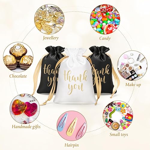 Miniatura 7 de 50 bolsas de regalo de satén con cordón para joyas, bolsas de dulces para bodas, fiestas, despedidas de soltera, baby shower, cumpleaños, vacaciones