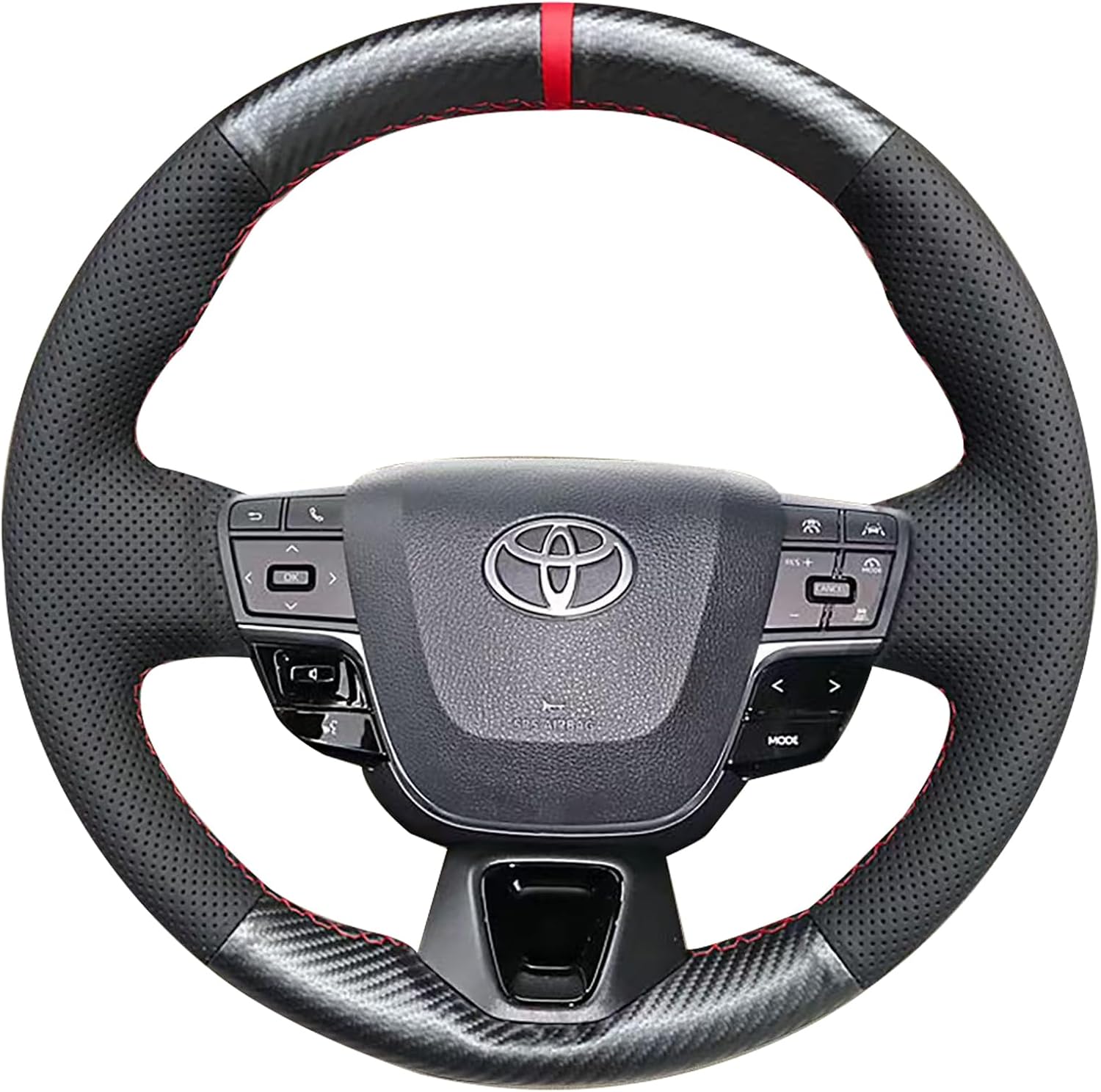 Custom Hand Stitched OEM Steering Wheel Cover for Toyota Crown 2023 2024 2025 / Carmy 2025 Black Genuine Leather Car Interior DIY Accessories Part