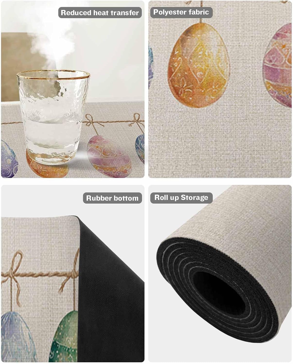 Countertop Protector Mats, Retro Abstract Texture Colorful Easter Eggs Non-Slip Heat-Proof Dining Table Mats Decorative Surface Protection for Countertops Kitchen Islands Tables 12"x 48"