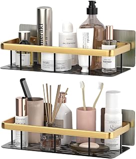 HurLuksi Shower Caddy, 2 Pack No-Drilling Shower Shelves Adhesive Wall Mounted Bathroom Storage Rustproof Shower Organizer for Bathroom & Kitchen Storage