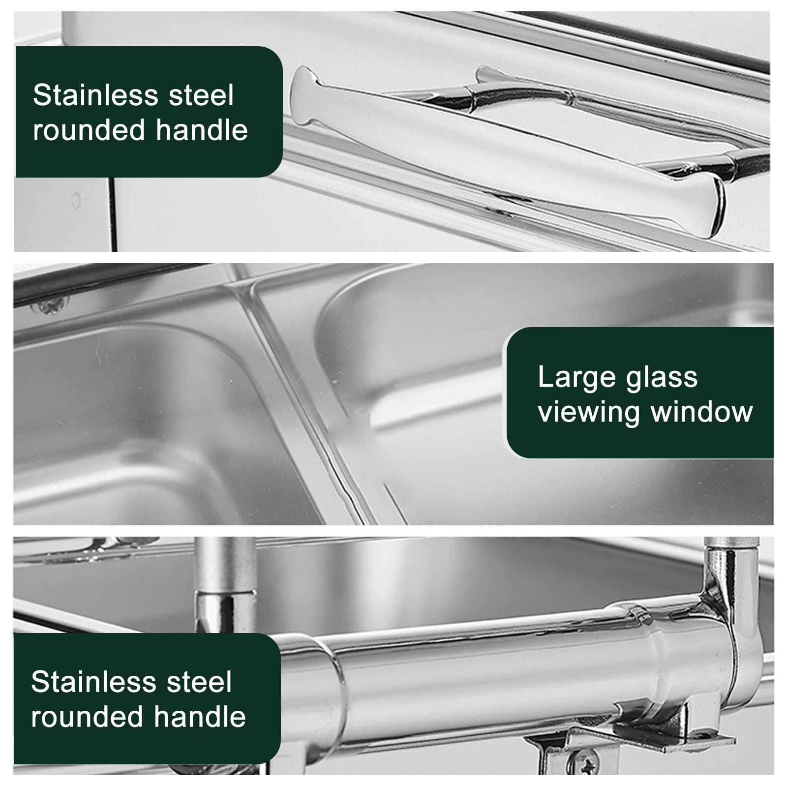 9L Scaldavivande Elettrico per Buffet, Acciaio Inossidabile(1/2) | Chafing Dish Elettrico, Professionale Vassoi Scaldavivande con Touche Intelligente LED, Temperatura Regolabile30-90°C