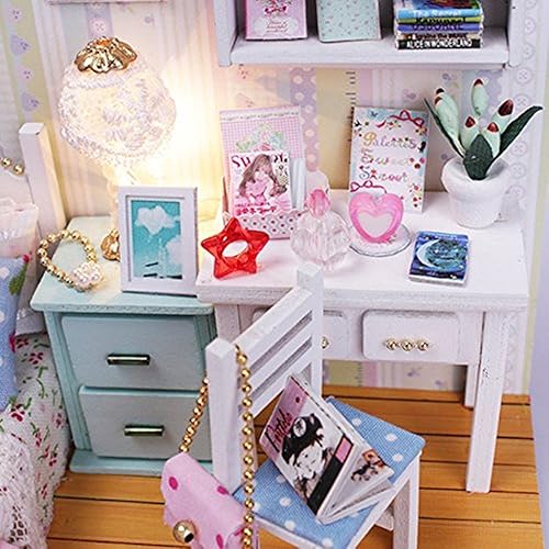 Miniatura 3 de Flever Kit de casa de muñecas en miniatura, habitación creativa con muebles y cubierta para regalo de obras de arte románticas (sube y brillo)