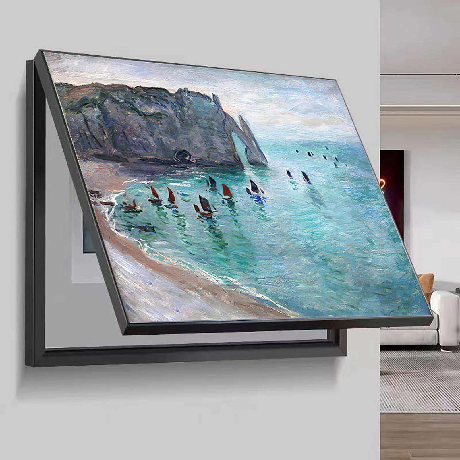 Decorative Panel Cover for Meter Box Hidden Breaker Panel Fuse Box Cover PS Frame Wall Mounted Electrical Panel Decoration for Home (Style 6 45x)