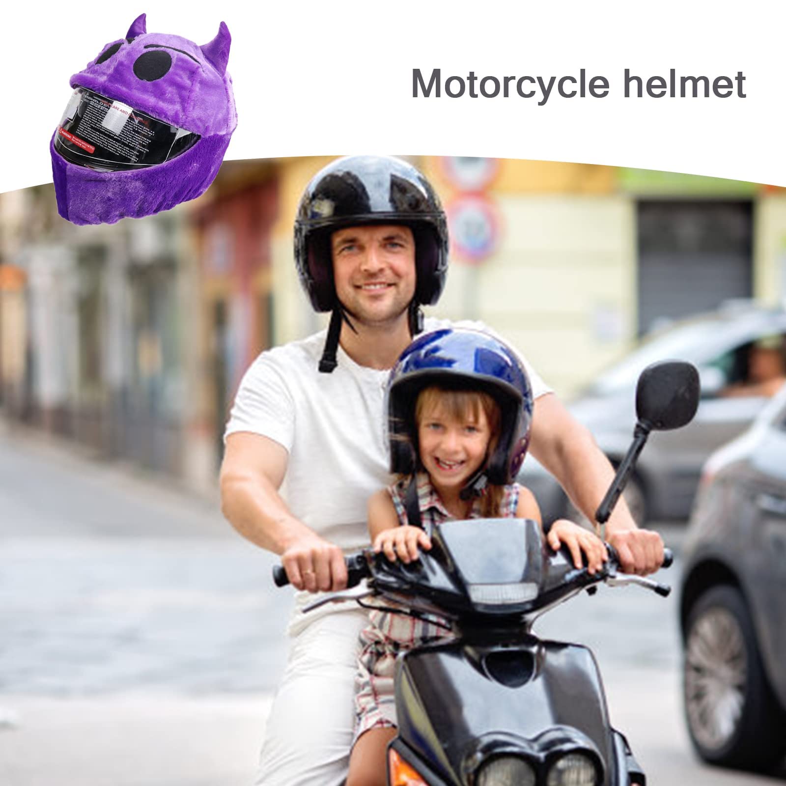 Funda Divertida Para Casco De Moto - Diseños: Diablo Morado, Rana Azul, Panda, Rana Verde - Talla única Elástica, Material Felpa Suave - Fácil De Poner, Protege De Rasguños