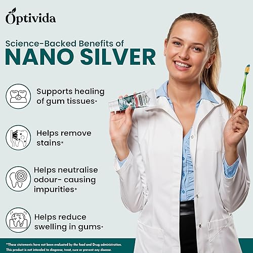 Miniatura 4 de Optivida - Pasta de dientes de coral con infusión de plata coloidal con pasta de dientes de calcio, xilitol y menta, 20 ppm de ingredientes nanos