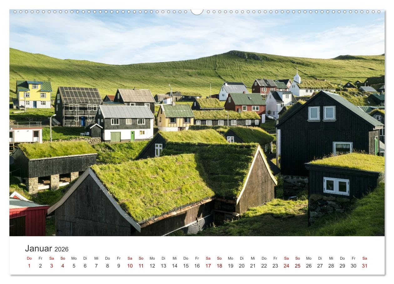 Färöer - Die wunderschönen Inseln im Norden. (hochwertiger Premium Wandkalender 2026 DIN A2 quer), Kunstdruck in Hochglanz: Kommen Sie mit auf eine außergewöhnliche Entdeckungsreise in den Färöer.