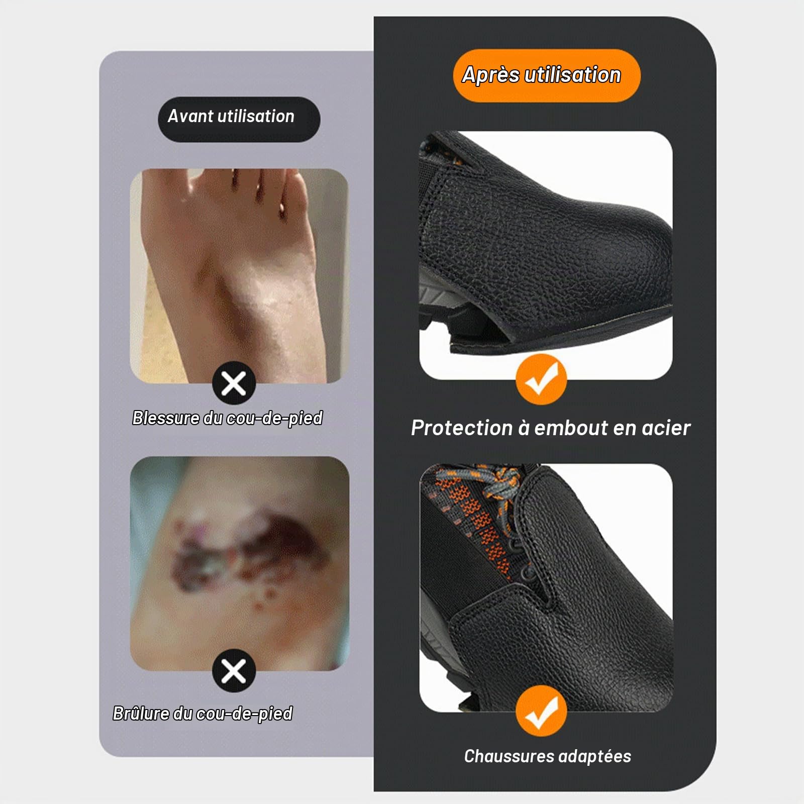 1 Paire Surchaussures De Sécurité, Couverture Anti écrasement Portable, Chaussures De Protection, Chaussures de sécurité pour Lieu de Travail, pour l'industrie du Lieu de Travail