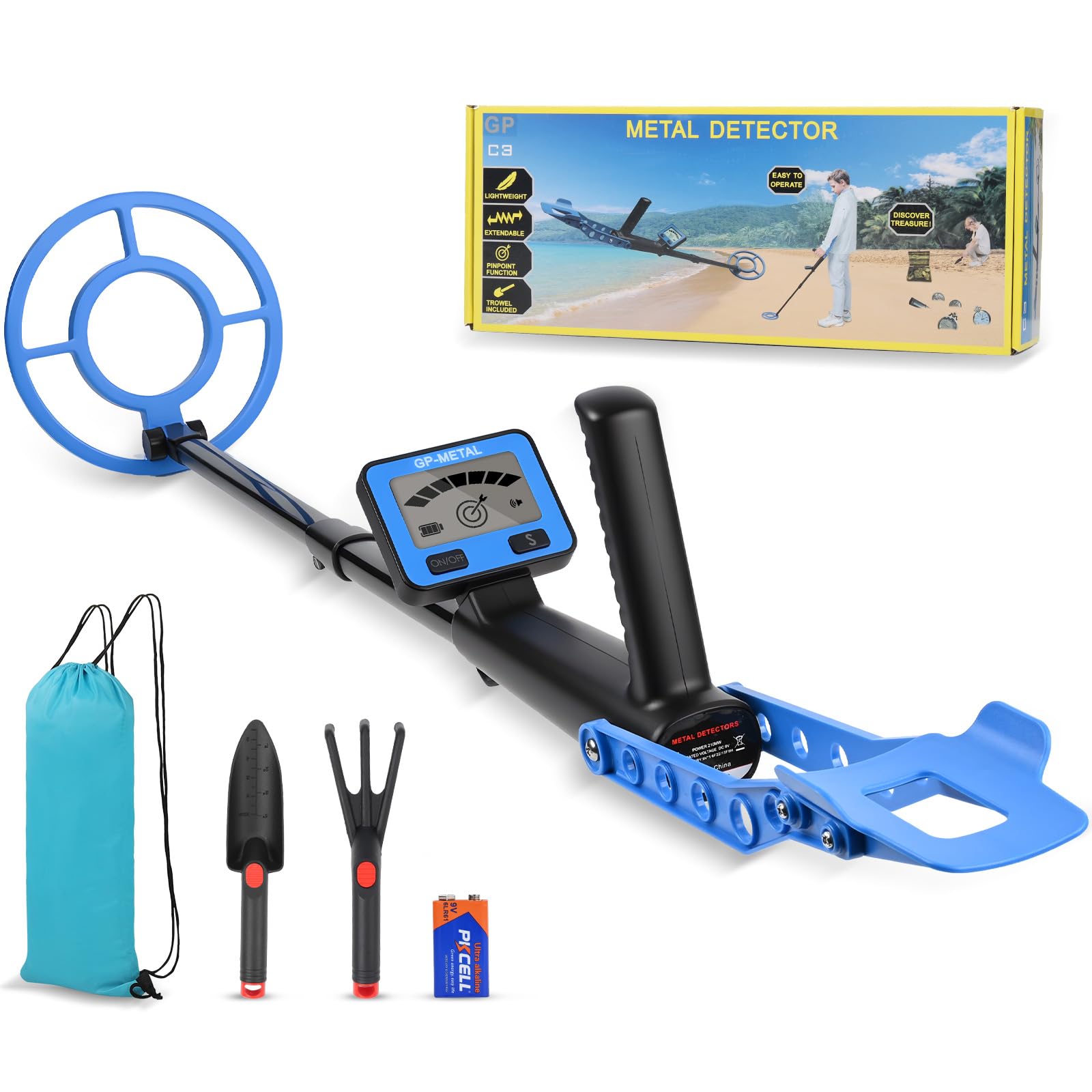 Dreamhigh Detector de metales para niños, detector de metales ligero con mango ajustable, fácil de montar, volumen ajustable, para la búsqueda del tesoro en la playa, en el parque, en el jardín o al