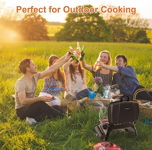 Miniatura 7 de CAMPLUX - Parrilla de propano pequeña de 10,000 BTU, parrilla de propano portátil de 189 pulgadas cuadradas, parrilla de gas de mesa para barbacoa,