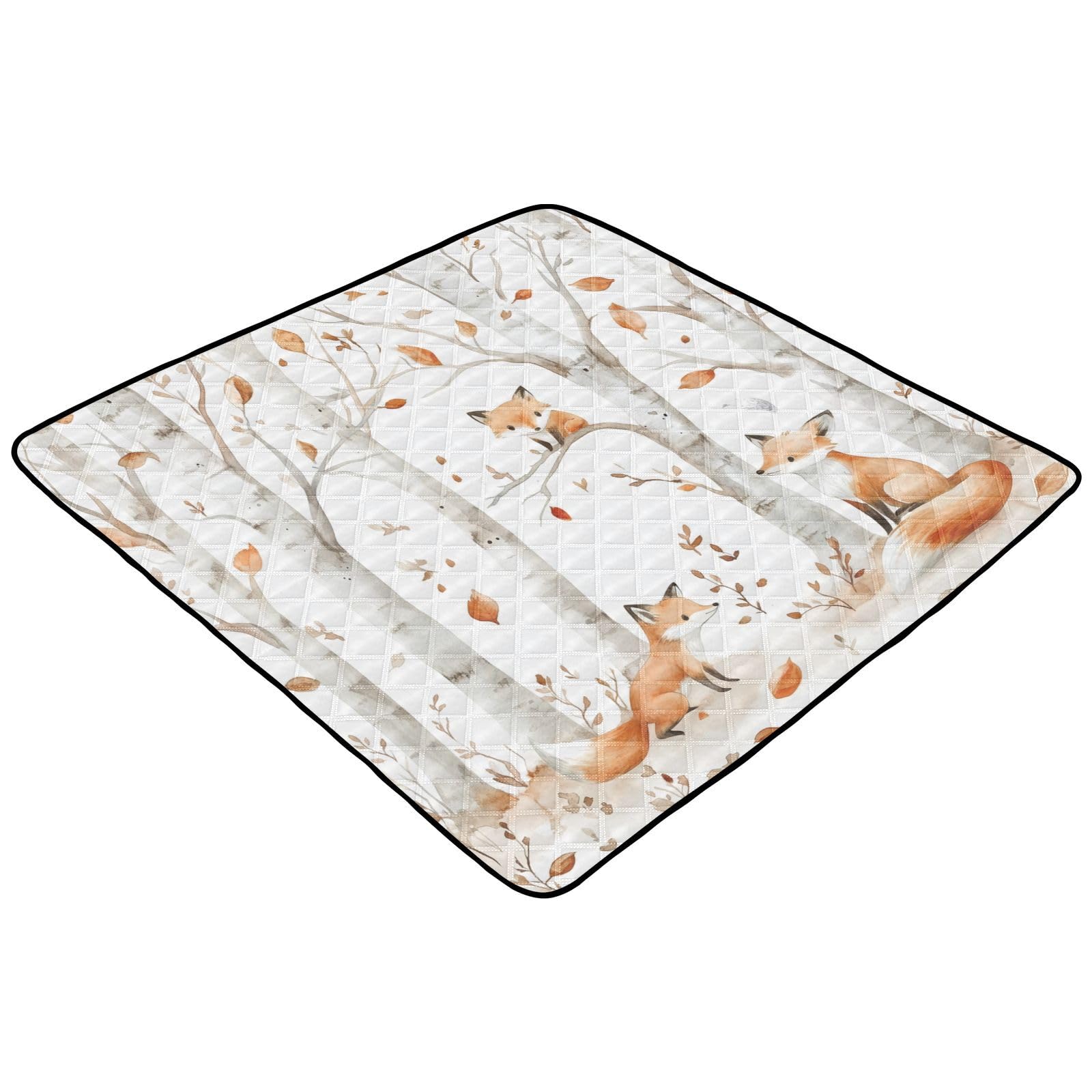 Kigai Cute Fox Baby Play Mat for Floor and Playpen 50x50 inch Non-Slip Baby Activity Playmat Waterproof Foldable Crawling Mat for Infants Toddlers