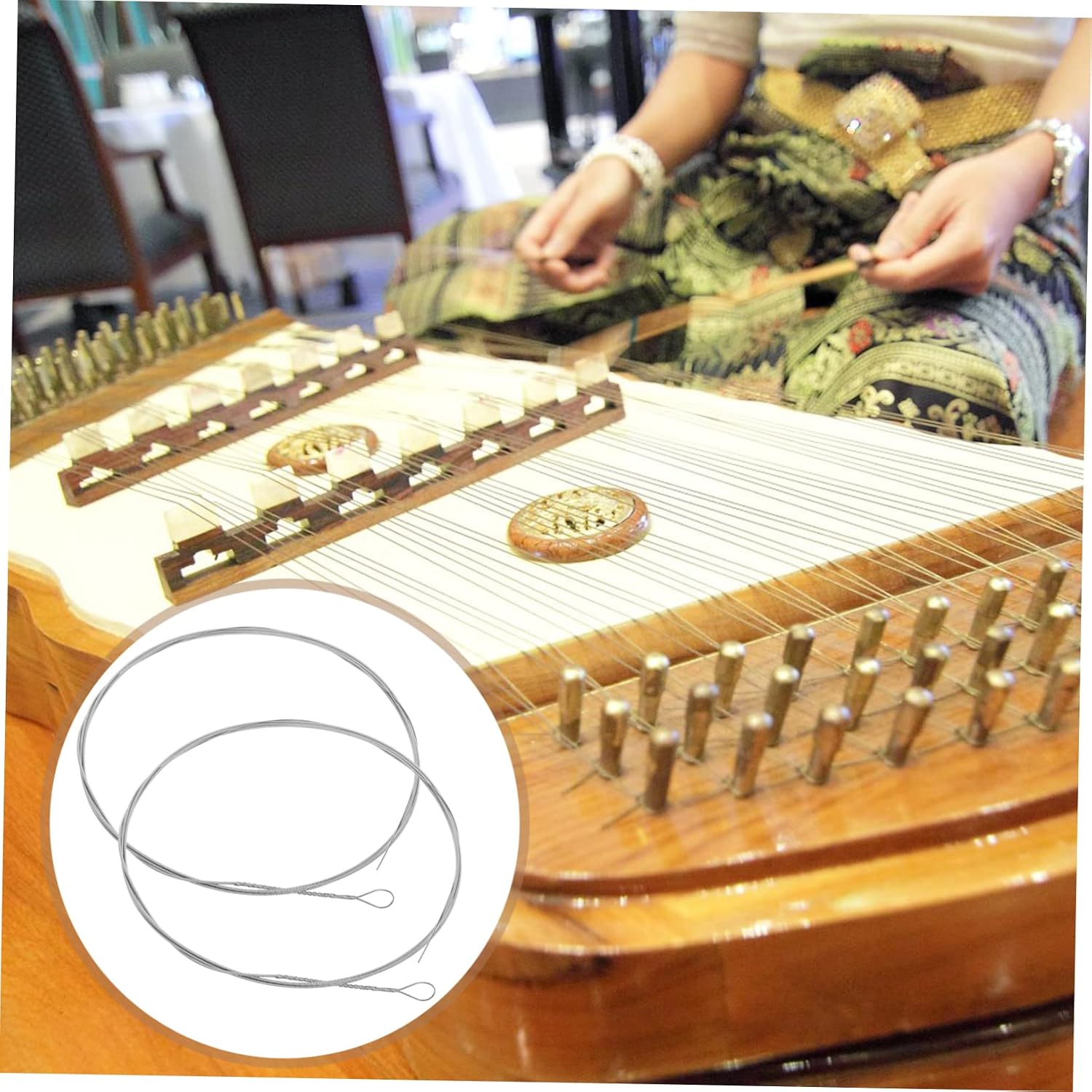 8pcs Steel Dulcimer Strings Replacement Parts for Dulcimer Instruments and Easy to Use Premium Steel Material and Beginners