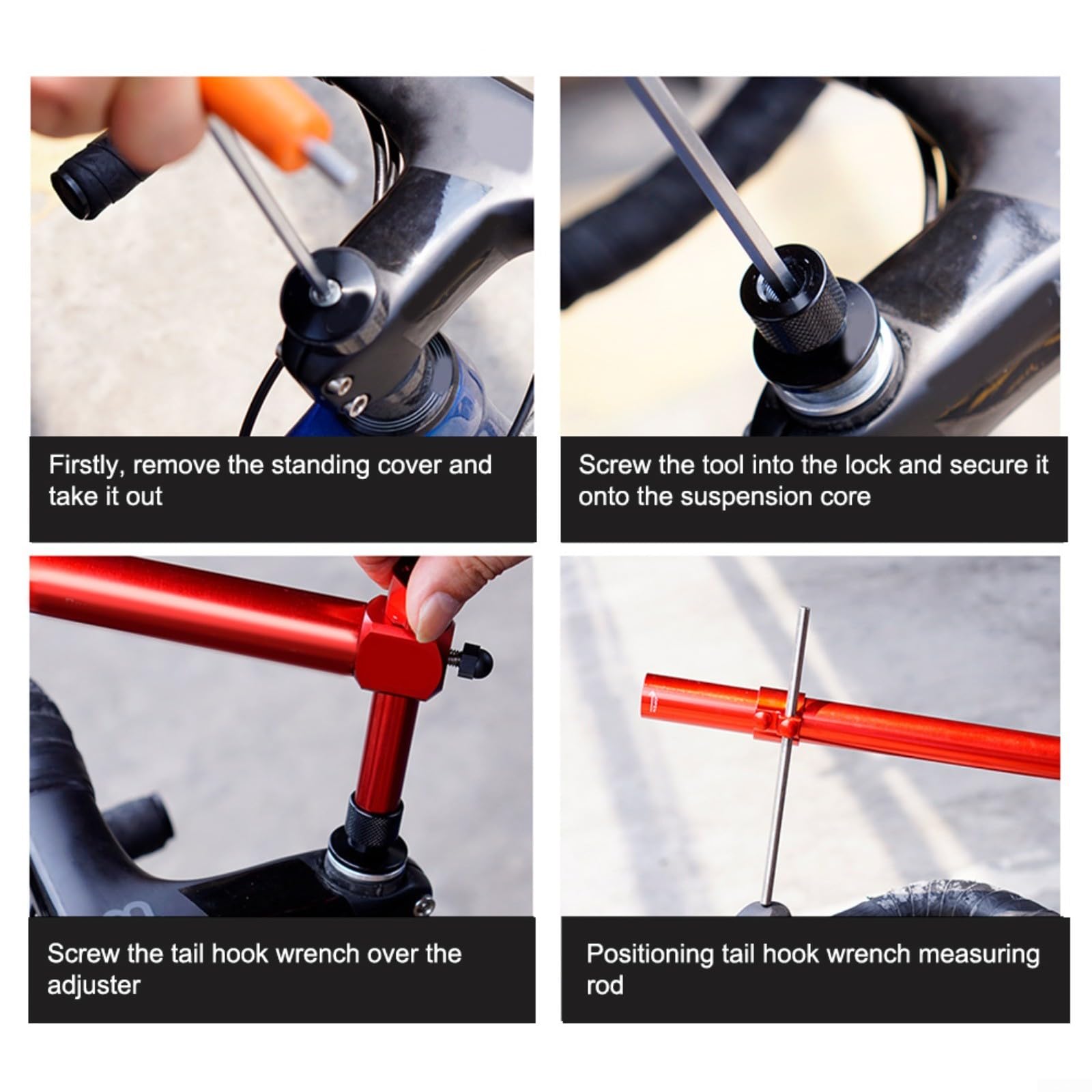 Ajuste de simetría de manillar de bicicleta de carretera, herramienta de alineación de altura de tornillo de acero inoxidable para palancas de control duales, morado (rojo)