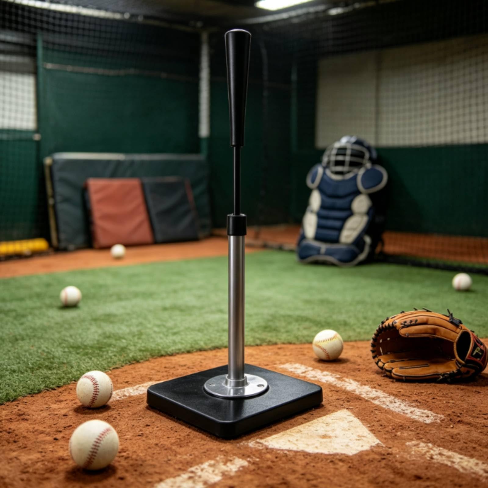 LOVIVER Baseballtrainingsständer für Schlagpraxis mit Höhenverstellbarem Aufbau von 66 Bis 99 cm Und Robustem Metallmontagesockel für Zuverlässiges Training
