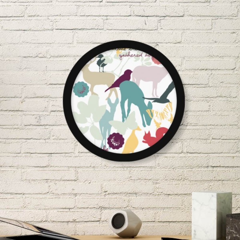 Cadre photo oiseau et cerf multicolore style nature pour sticker mural noir