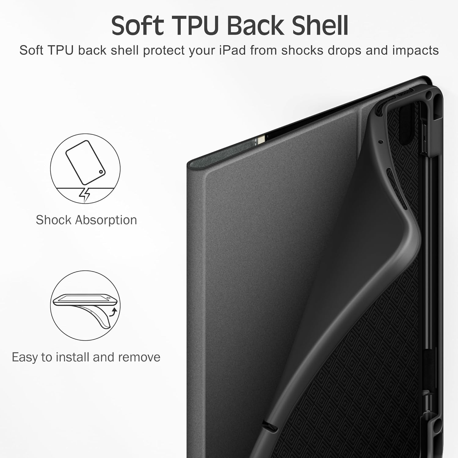 KingBlanc Case for iPad Air 13 inch (M3 2025/M2 2024) with Pencil Holder, Vegan Leather Protective Stand Cover, Auto Wake/Sleep, Multi-Angles for Viewing/Drawing, Supports Pencil Pro/(USB-C), Black - Image 8