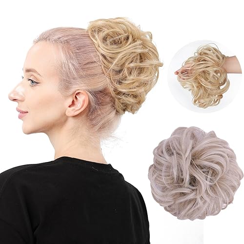 DAYCEN Moño de pelo rizado, extensión de moño de pelo despeinado, moño sintético ondulado y desordenado resistente al calor, extensiones de cabello