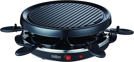 Party Grill & Raclette by Salton | 6-Person Smokeless Indoor Grill | Non-Stick Grill Plate