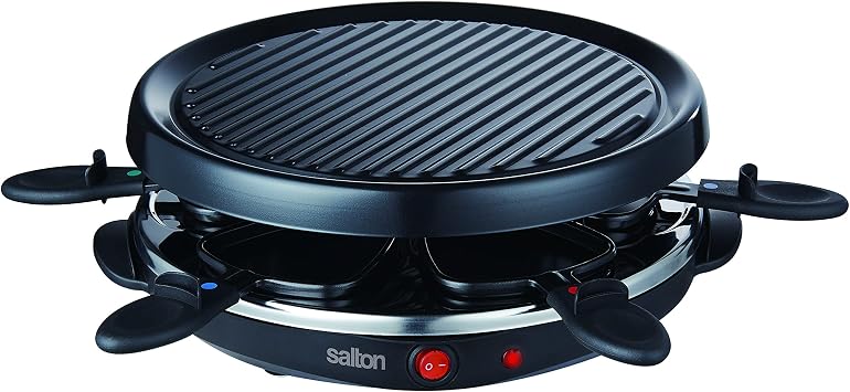 Party Grill & Raclette by Salton | 6-Person Smokeless Indoor Grill | Non-Stick Grill Plate