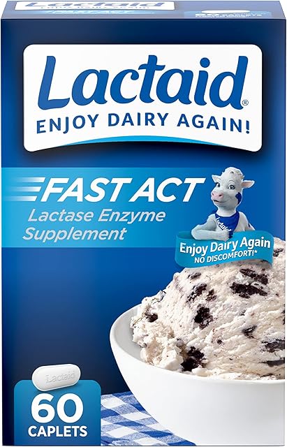 Lactaid Fast Act Lactase Enzyme Supplement, 60 Count