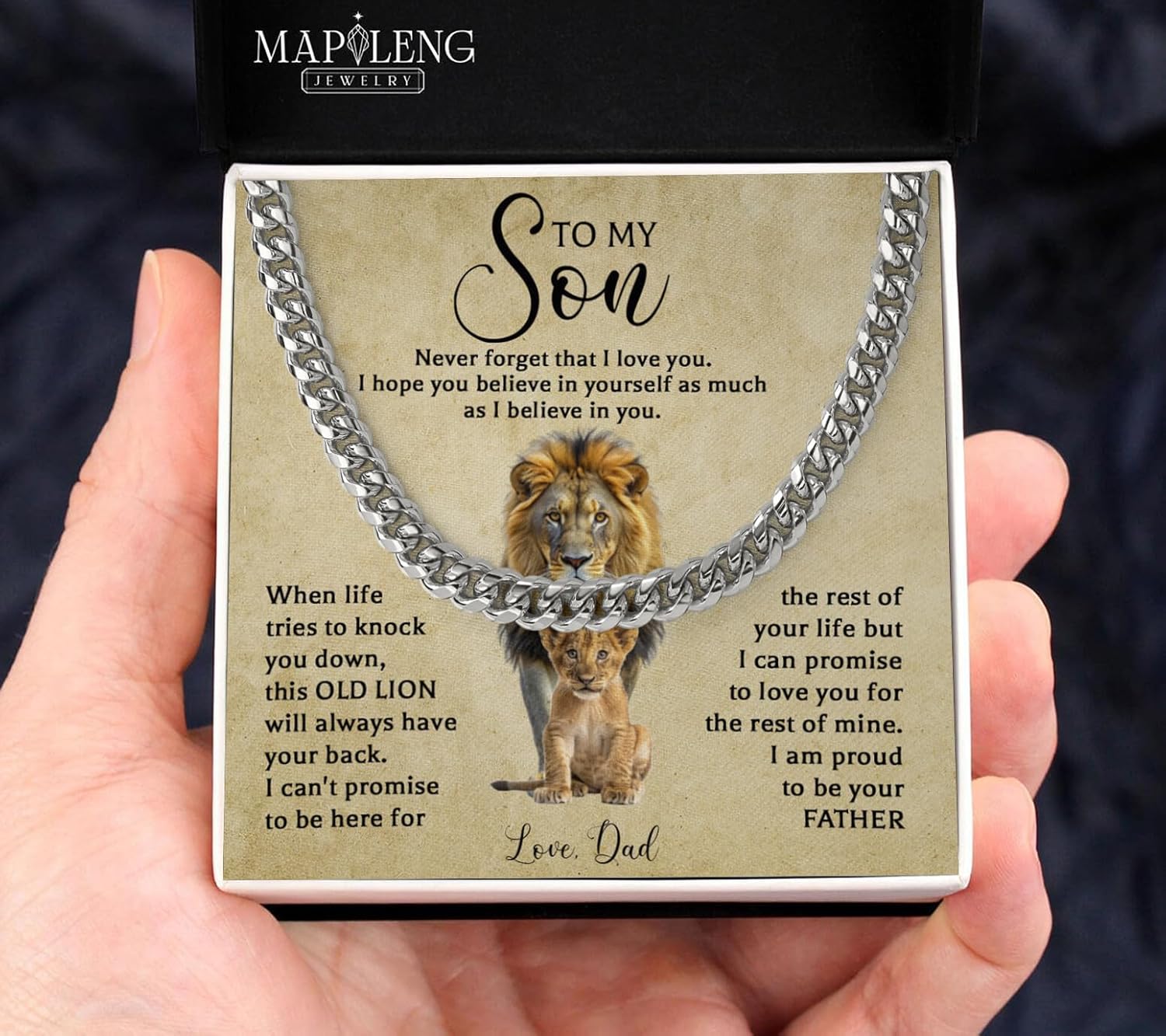 To My Son Cuban Chain Necklace from Mom and Dad, Luxury Jewelry Gifts For My Sons, Birthday Gift For My Son Graduation Birthday Christmas Cuban Link Chain Necklace Present - Image 4