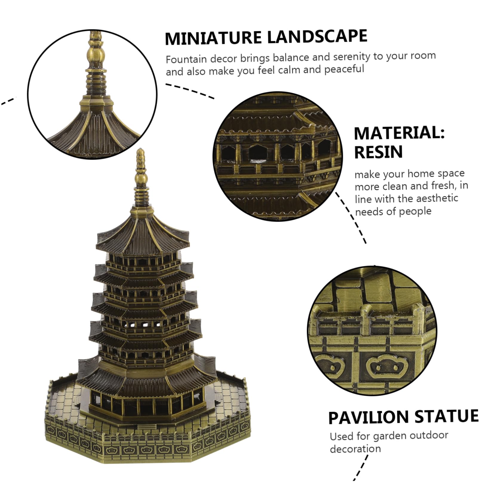 ibasenice Statua Pagoda da Giardino in Lega Oro Decorazione Paesaggio
