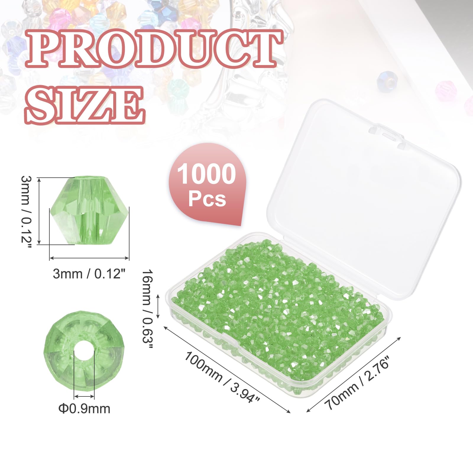 PATIKIL 1000pcs 3mm Bicone Glass Crystal Beads - Image 2