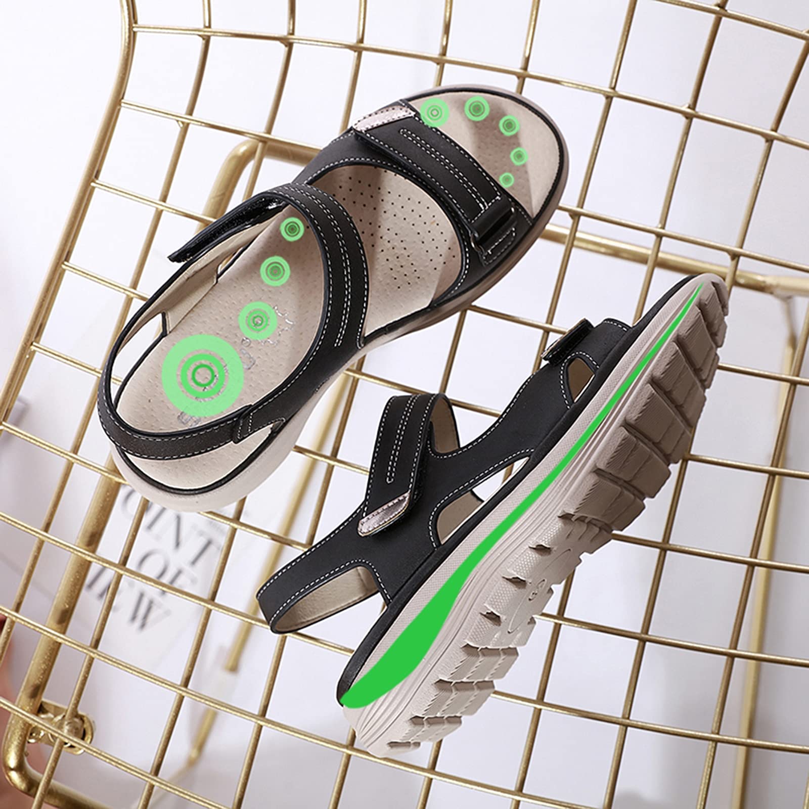 Sandalias para Caminar para Mujer Sandalias de Playa Cómodas con Punta Abierta y de Piel Sintética de Verano Sandalias Ortopédicas para Mujer,Gris,US8/EU39