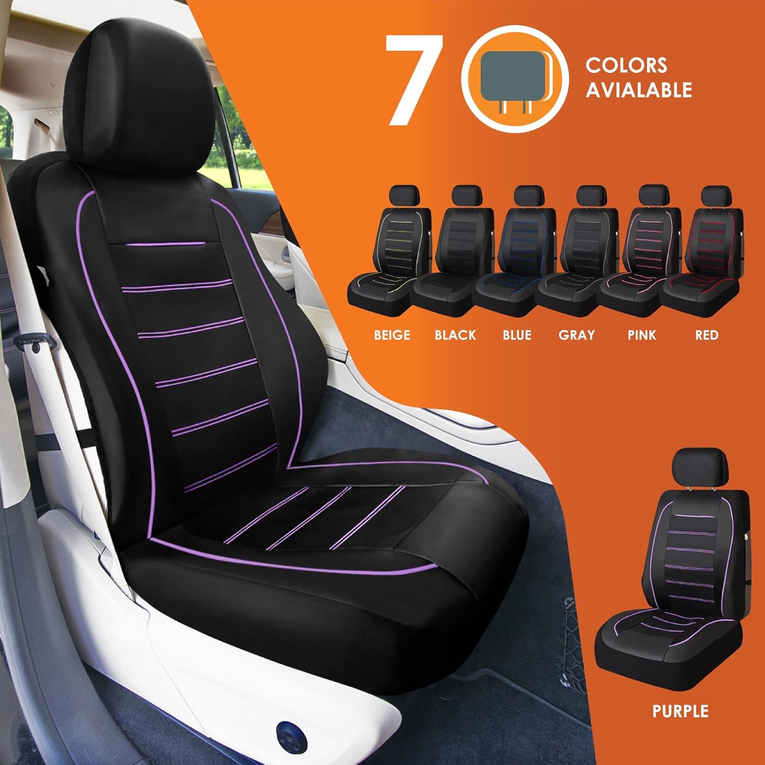 Universal Fit Premier Leatherette Seat Covers - Full Set - Purple