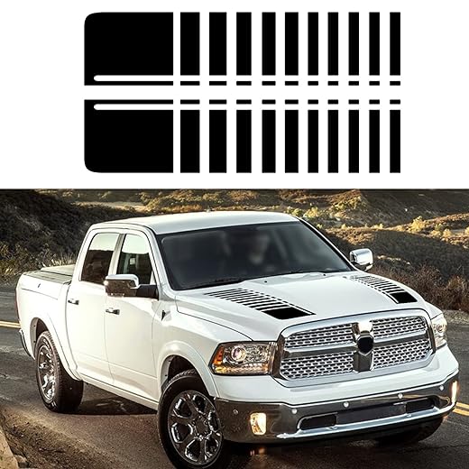 ramuel Car Hood Modified Racing Stripes Vinyl Decorative Scratch Decals 2 Pieces for All Cars SUV Truck Off-Road Vehicle Universal (F1 Gloss Black)