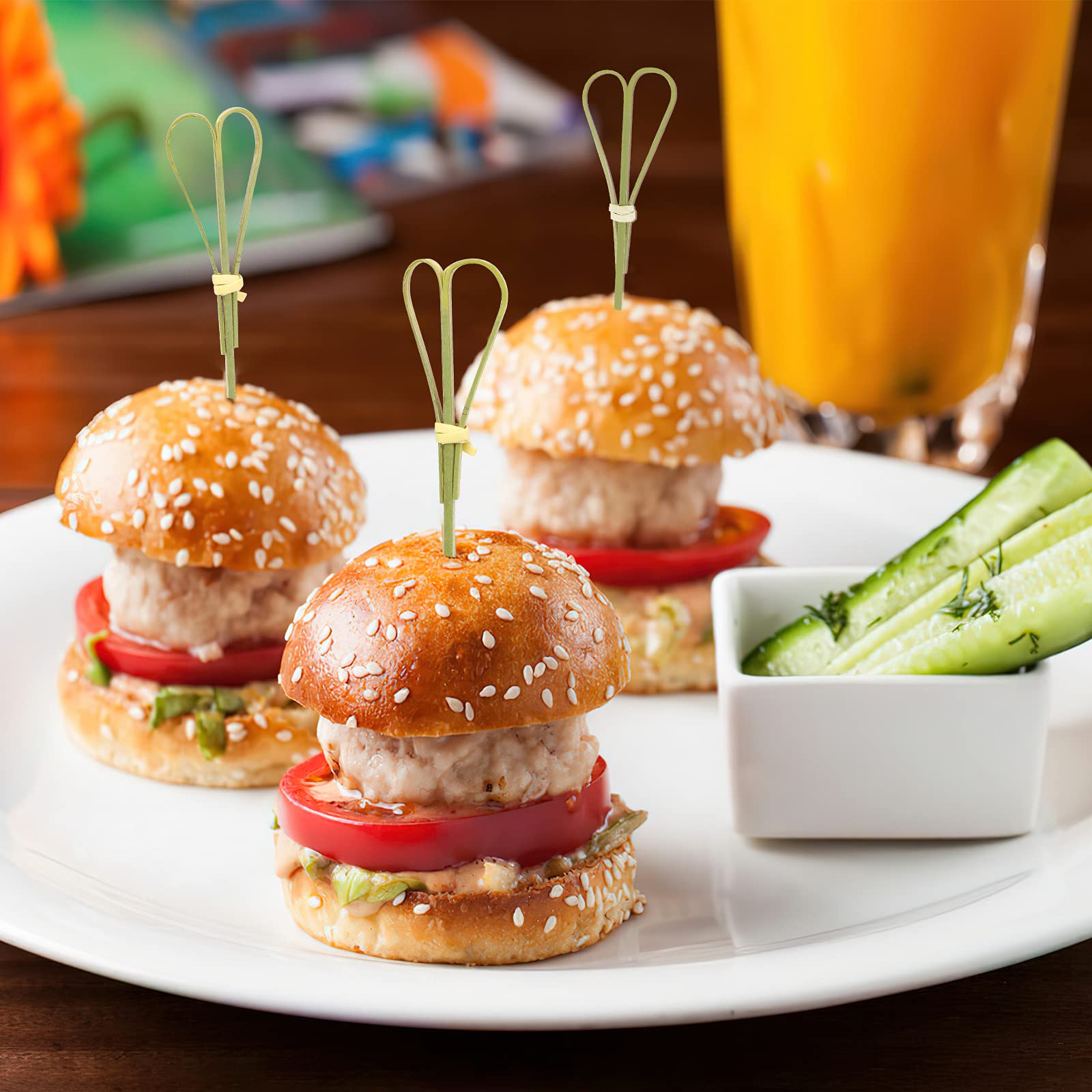 Stuzzicadenti Per Cocktail 100 Pezzi In Bambù - 12 Cm Con Decorazioni A Forma Di Cuore - Foto 6