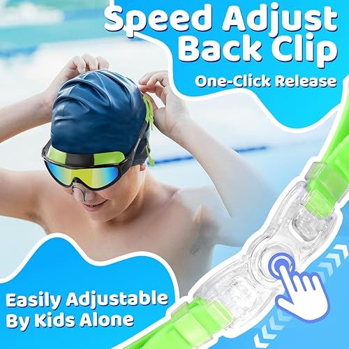 Miniatura 7 de Vvinca Gafas de natación para niños, con tapones para los oídos y clip para la nariz, visión amplia, antivaho y UV, para niños y niñas de 3 a 15