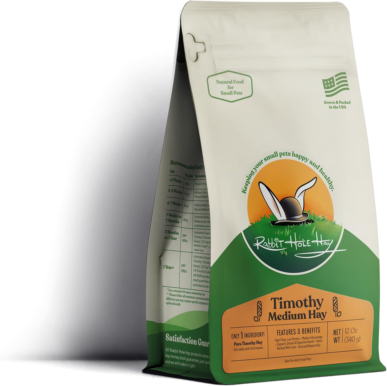 Ultra Premium Medium Timothy Hay for Small Pets - 12 oz Pack - Optimal for Small Pets