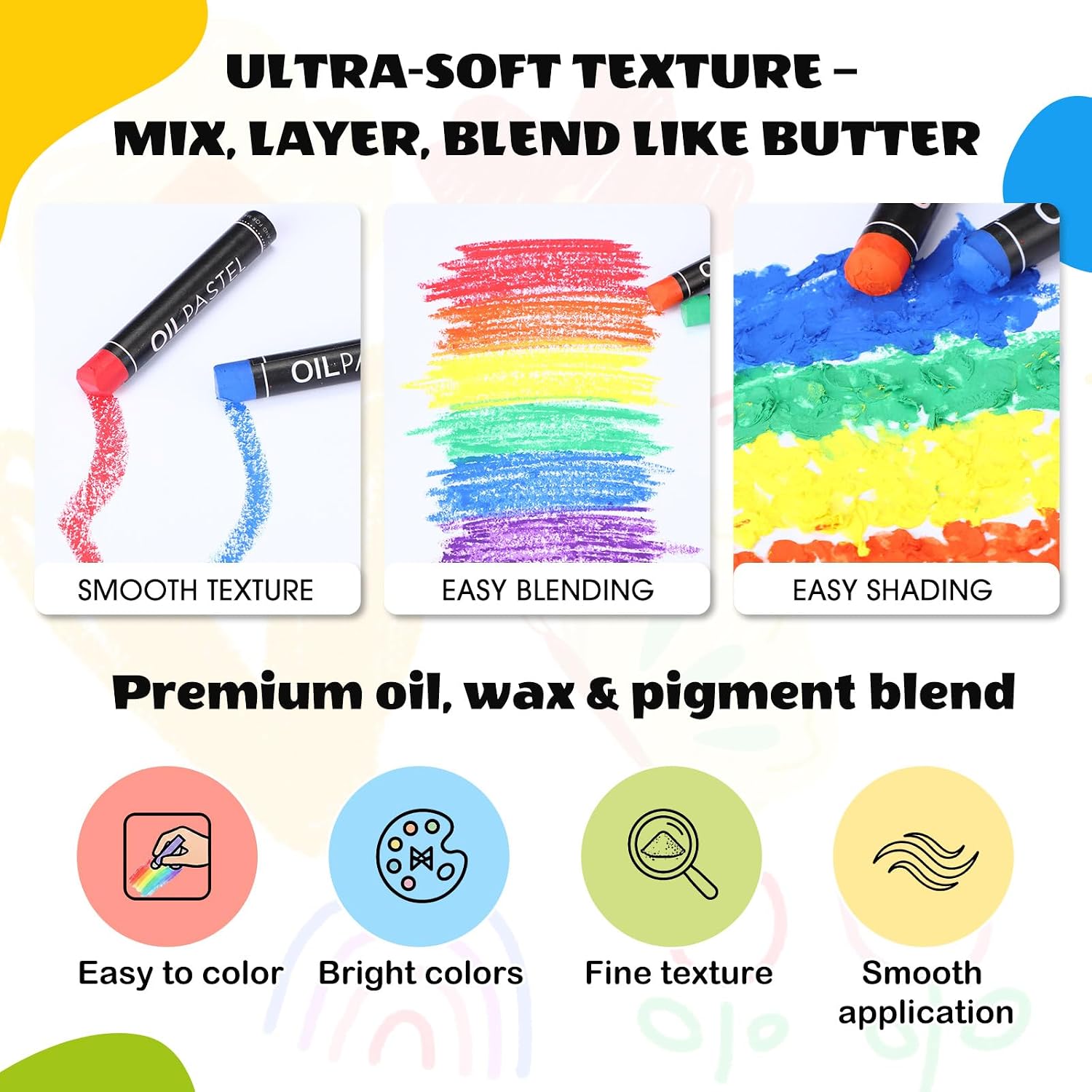 Geyoga 192 Pcs Soft Oil Pastels Bulk Artists Oil Crayons for Art Junior Painting Blending Layering Shading Drawing (8 Colors)