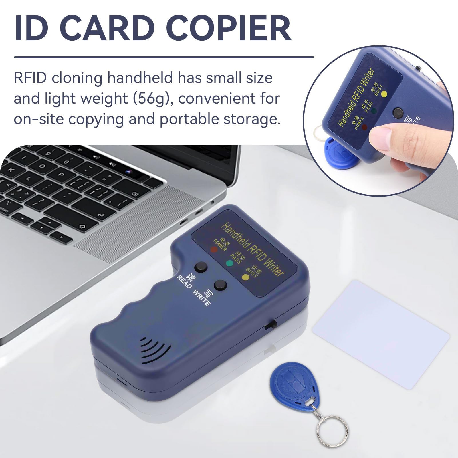 Clonador Duplicador R-FID de Tarjeta de Proximidad 125 kHz con Llavero y Tarjetas