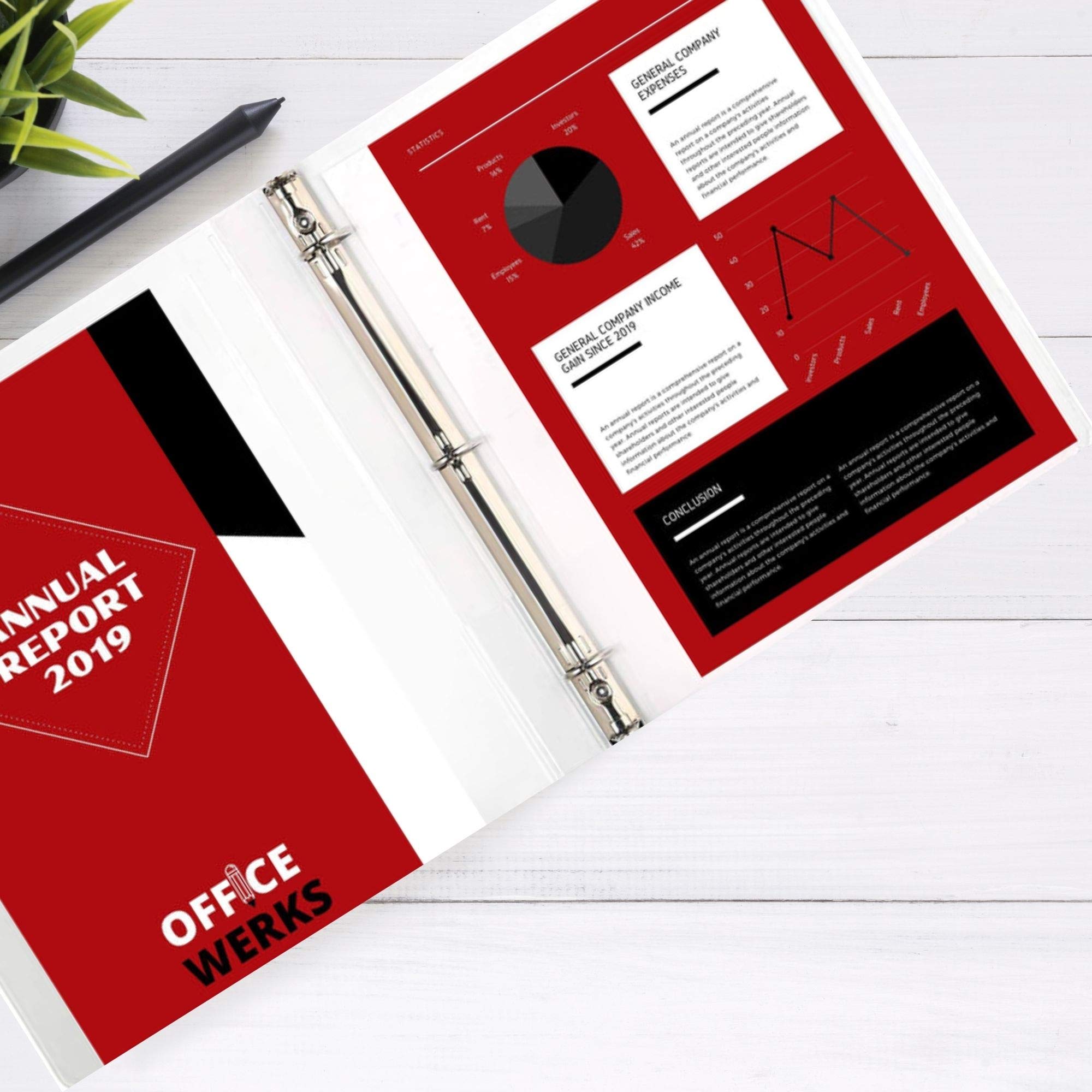 Office Werks 3-Ringbuch, professioneller D-Ringbuch, 6,3 cm, 12 Präsentationsmappen für Standardseiten 8,5 x 11 mit Taschen, kristallklarer Sicht, weißer Ordner (12 Stück)