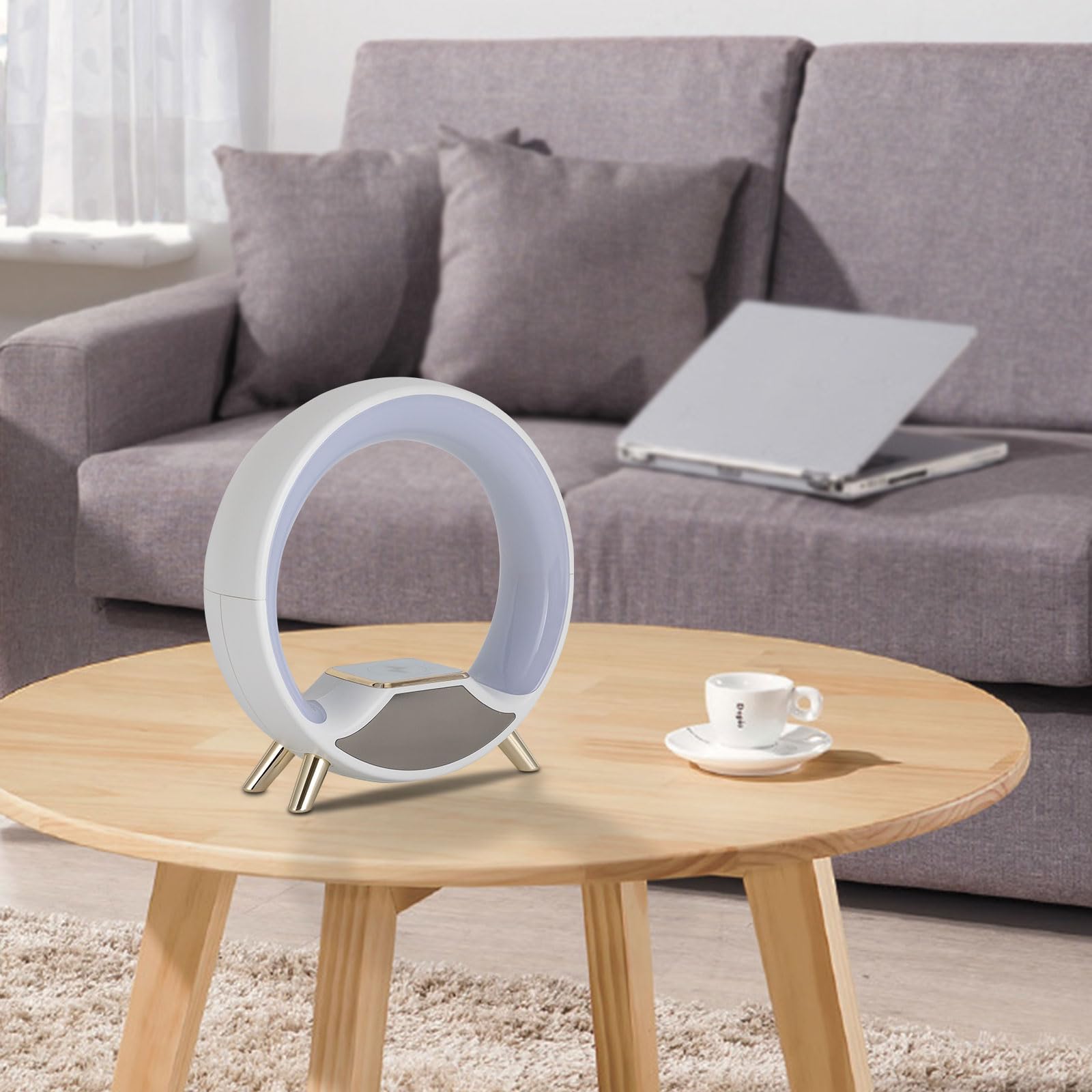 Lampada da comodino USB, dimmerabile, con funzione di ricarica rapida wireless e timer, cambia colore, luce notturna da tavolo per camera da letto (bianco)