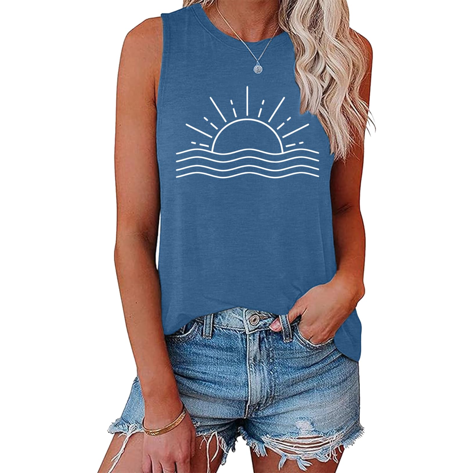 BLACKOO Women's Graphic Tank Tops Cute Soft Tunic