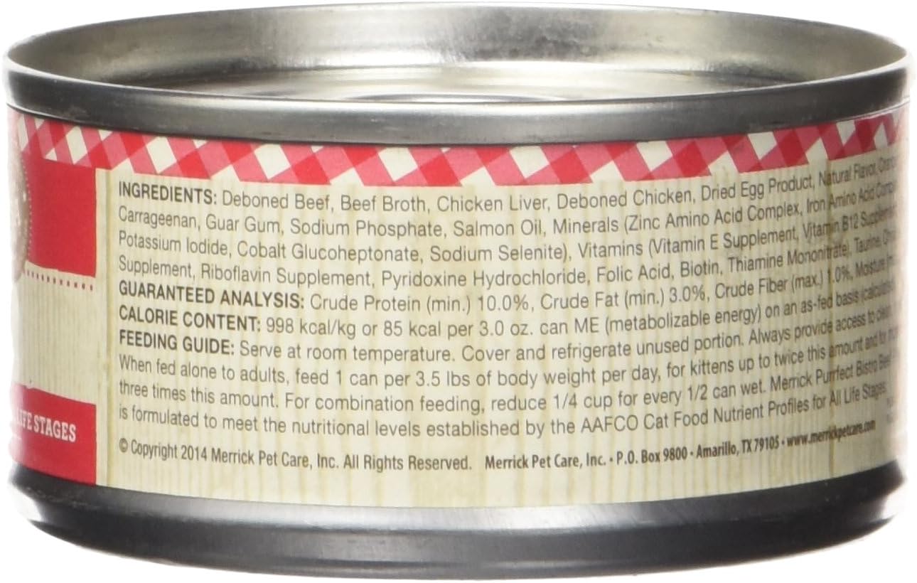 Merrick Purrfect Bistro Beef Pate Recipe Canned Cat Food 24/3-oz cans