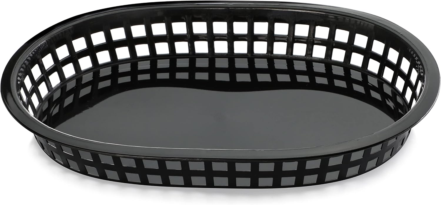 New Star Foodservice Fast Food Baskets, 10.5 x 7 Inch, Set of 12, Black