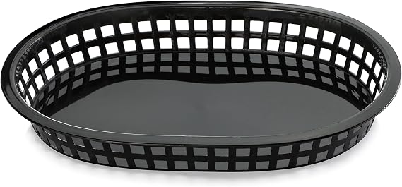 New Star Foodservice Fast Food Baskets, 10.5 x 7 Inch, Set of 12, Black