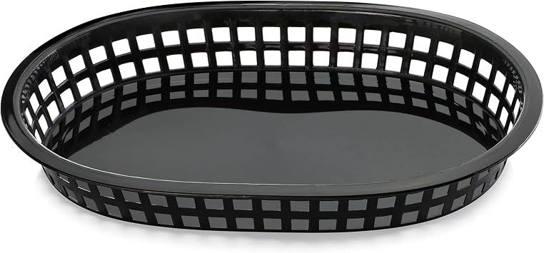 New Star Foodservice Fast Food Baskets, 10.5 x 7 Inch, Set of 12, Black