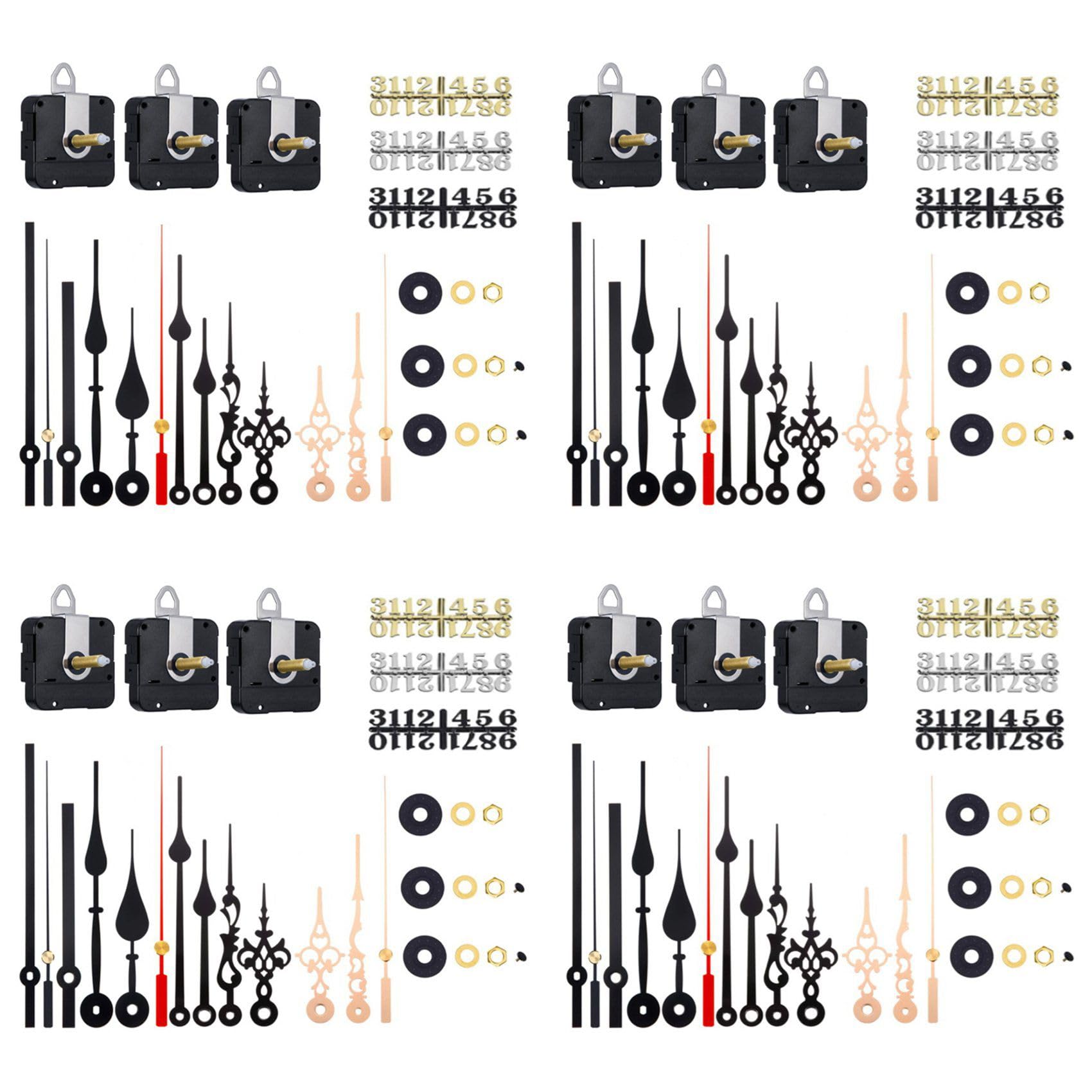 Mouvement d'horloge quartz 12 pièces avec 20 aiguilles et chiffres pour horloge DIY