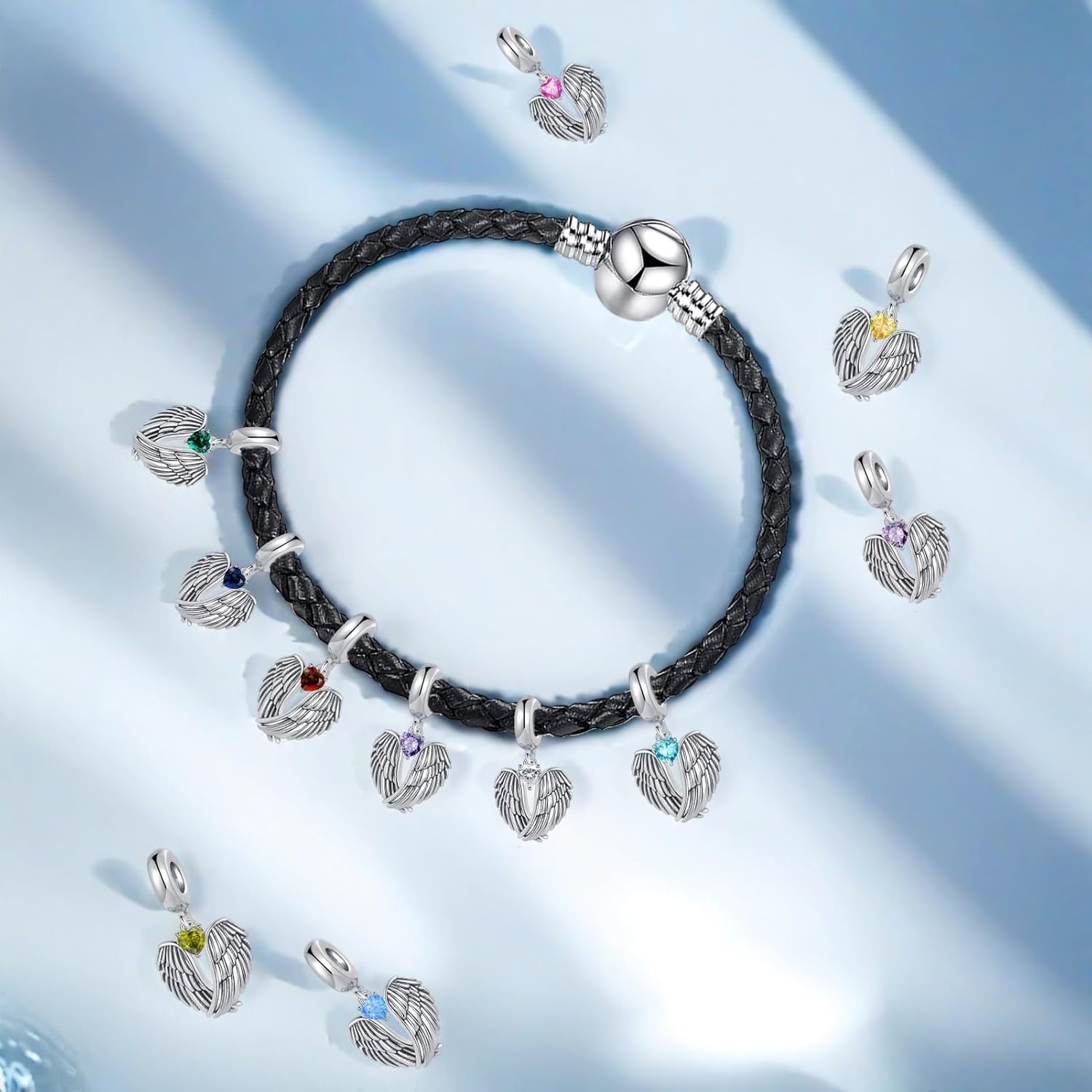 Guardian Angel Wings Charm 12 Heart Birthstone Bead Compatible With Pandora Bracelet Women Present - Image 6