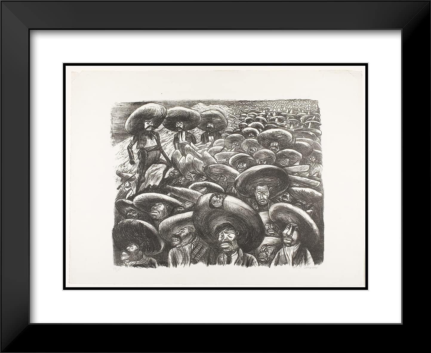 ArtDirect Jose Clemente Orozco 24x20 Black Modern Framed and Double Matted Art Print Titled Zapatistas